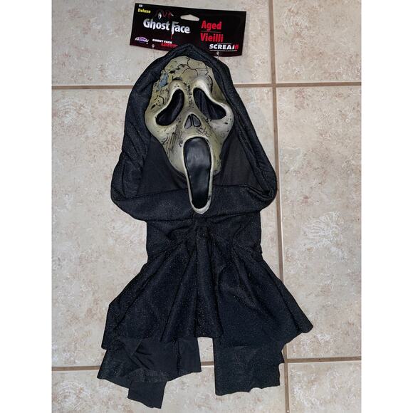 GHOST FACE DEAD BY DAYLIGHT AGED DELUXE MASK W SHROUD HALLOWEEN COSTUME FW93579 - Picture 1 of 3
